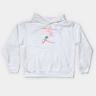 Letter E Rose Gold and Watercolor Blush Pink and Navy Kids Hoodie